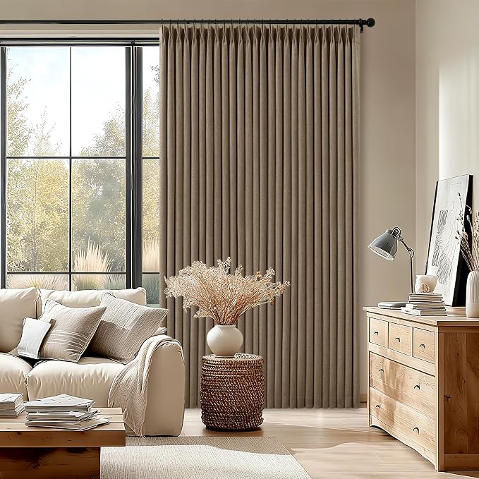 Latte Burlap Room Darkening Curtains 120 Inches Long - Image 6