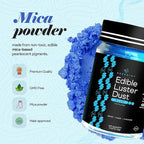 BeePoint Blue Edible Luster Dust 15g - Food Grade, Vibrant Color Shimmer Powdered Dust for Drinks, Cocktails, Cake Decorating, Baking, Chocolates, Candy, Sweets, & Cookies - Vegan & Gluten Free
