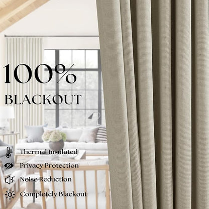 Burlywood Birch Pleated 100% Blackout Linen 45 Inch Curtains - Image 3