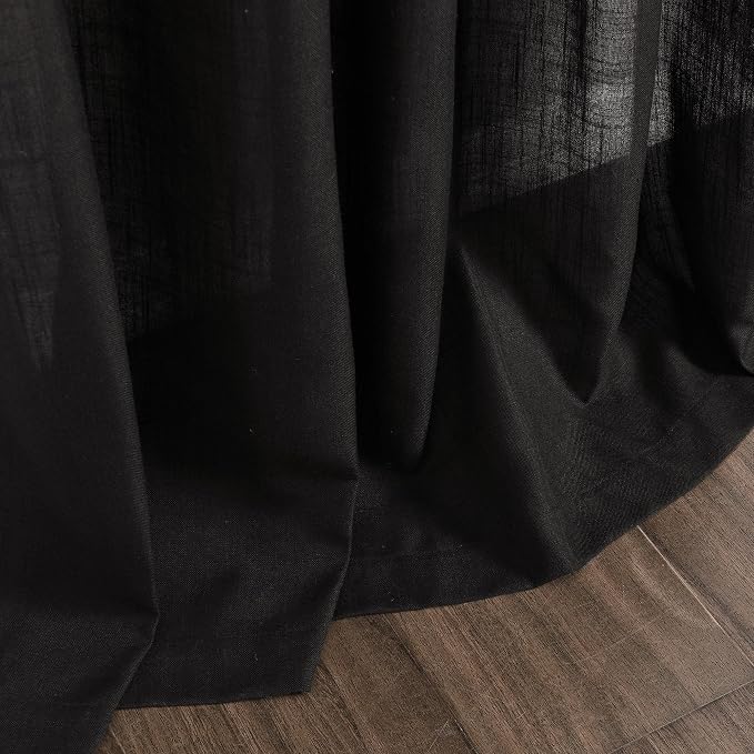 Vintage Black Linen Curtains 102 Inches Long - Image 9