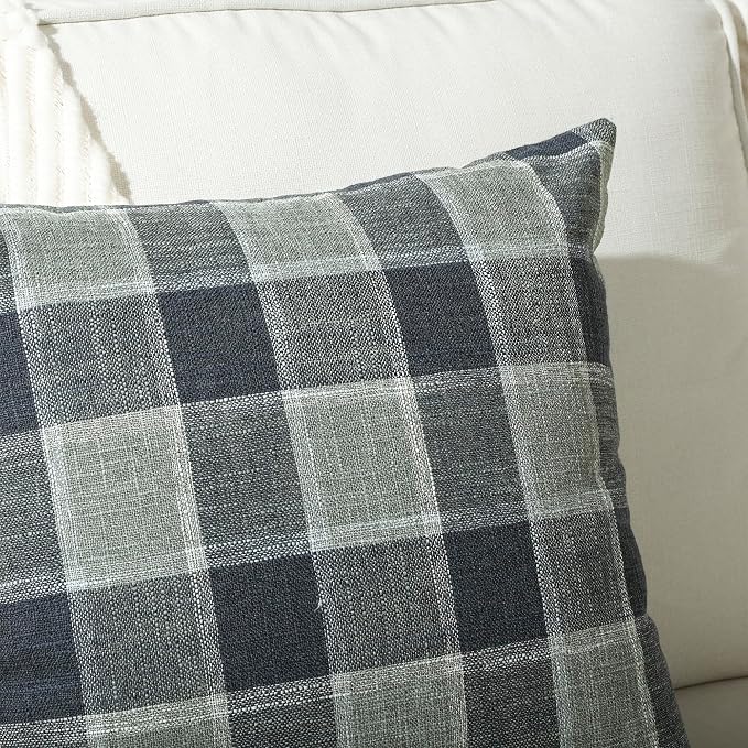 Stellhome Pack of 2 Linen Buffalo Check Throw Pillow Covers, Farmhouse Plaid - Image 4