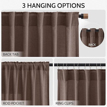 Cappuccino Linen Curtains 84 Inch Length 2 Panels Set - Image 3