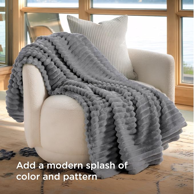 Bedsure Soft Twin Blanket for Bed Decor Gifts Frost Gray 60"x80" | Birthday - Image 3