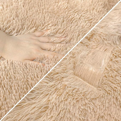 2x10 Bedside Area Rugs for Bedroom Soft Fluffy Shag Beige Rug for Hallway - Image 6