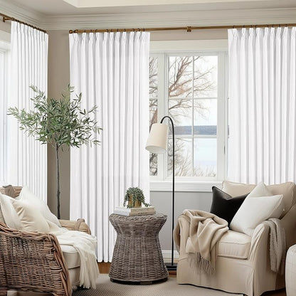 Snow White Pinch Pleat Semi Sheer Linen Curtains W70xL96 1 Panel | Light by Twodrapes