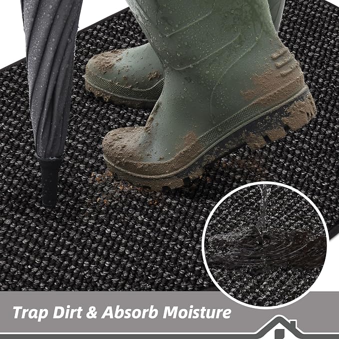 BEQHAUSE Dirt Trapper Door Mat 32" x 48" Half Circle Non Slip Rugs, Absorbent - Image 3