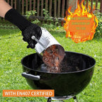 BBQ Fireproof Gloves, Grill Cut-Resistant Gloves 1472°F Heat Resistant Gloves, Non-Slip Silicone Oven Gloves, Kitchen Safe Cooking Gloves for Oven Mitts,Barbecue,Cooking, Frying, Black（2 Pairs）