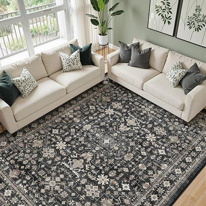 Grey Area Rug 8x10 for Living Room Bedroom | Stain Resistant; Non Slip;Machine by WelcometoBabovid