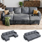 LINSY HOME Sectional Sofa with Pull Out Bed, 4 Seats Corduroy Reversible by LINSYHOME