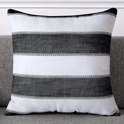 AmHoo Pack of 2 Farmhouse Stripe Check Throw Pillow Covers Set Case Cotton - Image 2