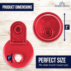 Brewing America Mason Jar Drinking Cup Pint and Half Drinking Lid and Azure 24oz Jar (2, Old Glory Red)