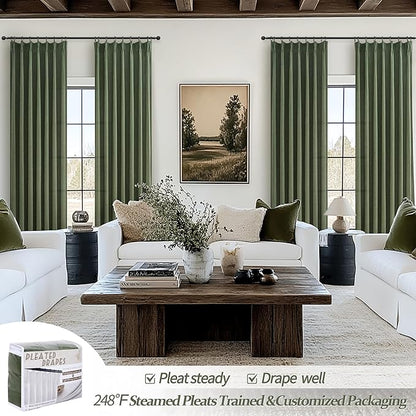 PleatedDrapes Vintage Moody Green Lodon Curtains - Image 5
