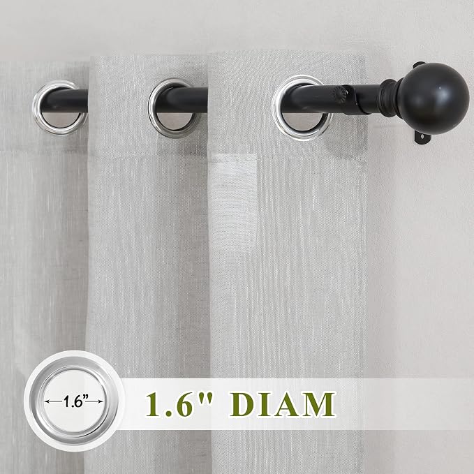 NICETOWN Semi Sheer Grey Curtains 84 inches Long, Grommet Linen Weave Semi - Image 2