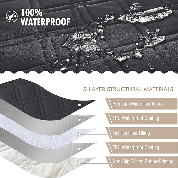 Genina Waterproof Couch Cover, Washable Anti-Slip 86.6 inch Sofa Covers - Image 5