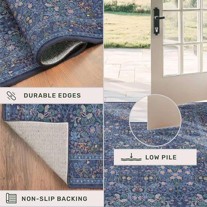 Dark Blue 2'6" x 8' Runners for Hallways Non Slip, Extra Long Floor Runner for - Image 5