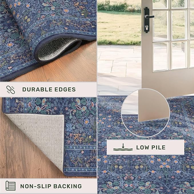 Dark Blue 3x12 Extra Long Wide Runner Rug - Image 5