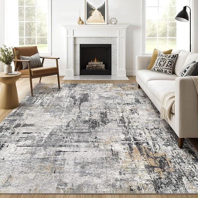 LOONGRUG 7x9 Area Rug Washable Large Neutral Modern Living Room Rugs | Abstract by LOONGRUG
