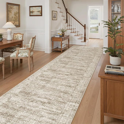 Soalmost Washable 3x12 Hallway Runner Rug Non-Slip Kitchen Entry Rugs Brown | by Soalmost