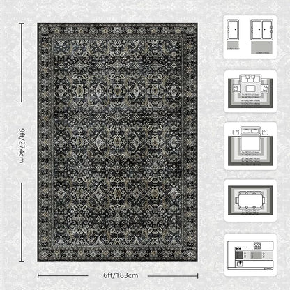 6x9 Area Rugs - Washable Vintage Retro Living Room Rug, Soft Ultra Thin Non - Image 2