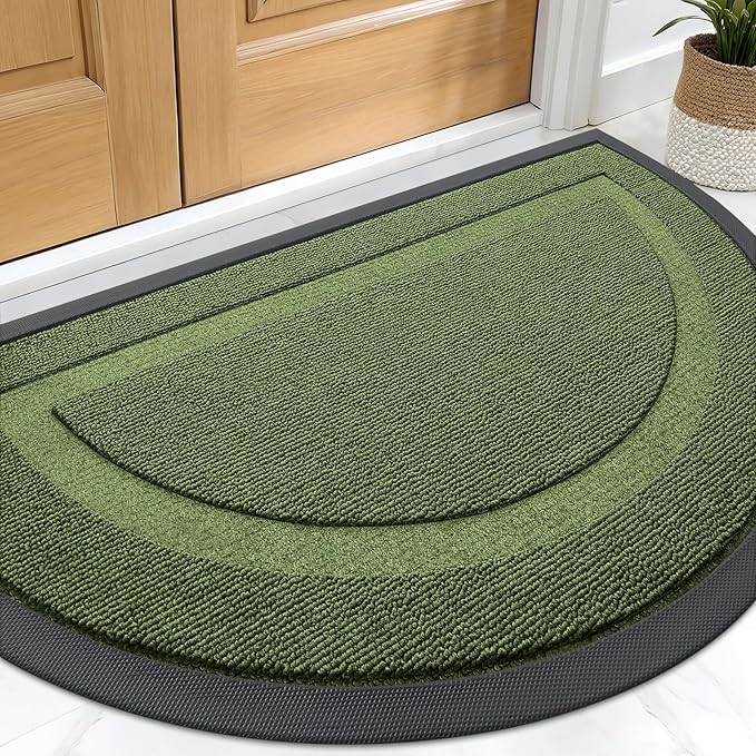 OLANLY Half Circle Front Door Mat Outside 29.5x17 All-Season Rubber Doormat | by OLANLY