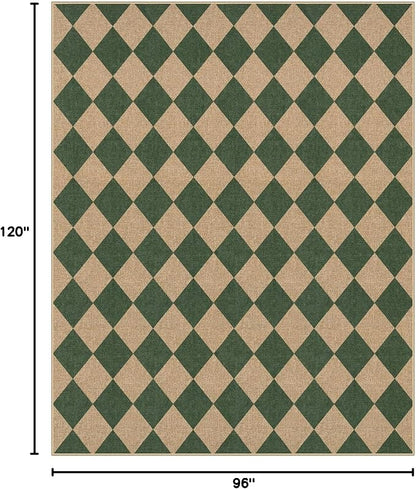 Lahome Checkered Easy Jute Living Room Rug, 8x10 Outdoor Rugs Washable | - Image 2