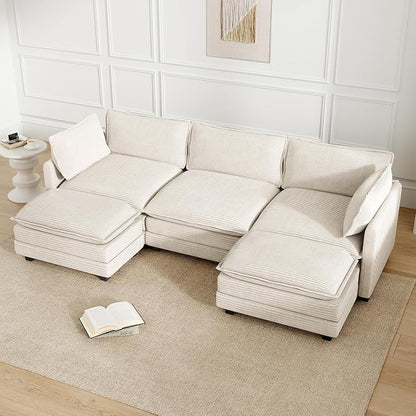 112'' Sectional Modular Cloud Couch, Oversized 5 Seat Couches U Shaped Sofa - Image 9
