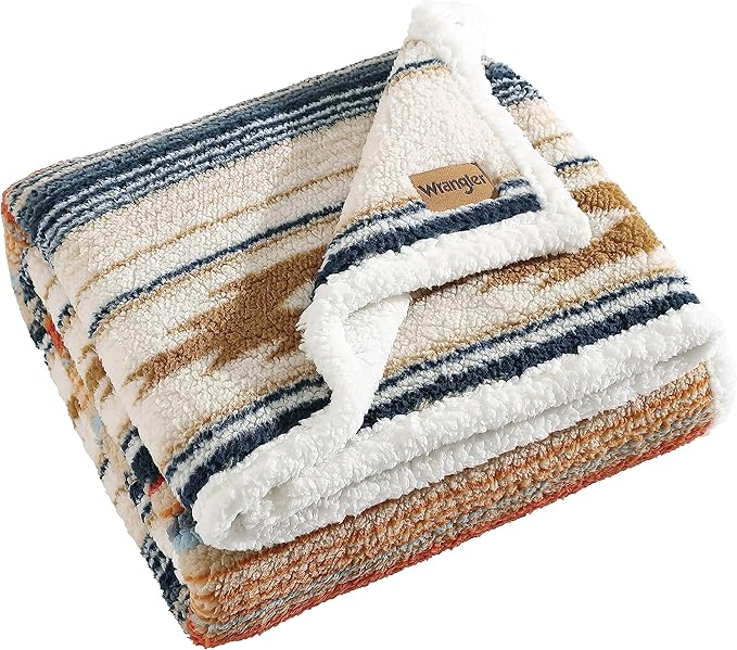 Wrangler - Throw Blanket with Sherpa Reverse, Super Soft Plush Bedding by Wrangler%C2%AE