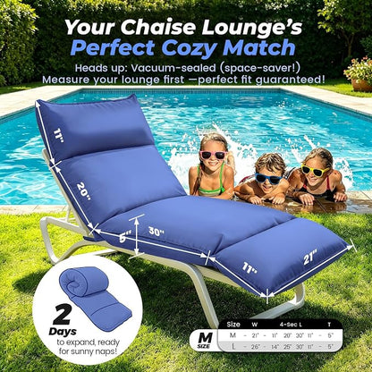 Outdoor Chaise Lounge Chair Cushion, Waterproof Non-Slip Patio Chaise Lounge - Image 2