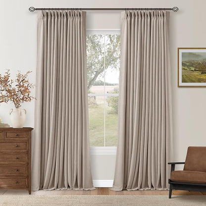 108 Inch Pinch Pleat Greyish Beige Room Darkening Curtains | 100% Blackout by Twodrapes