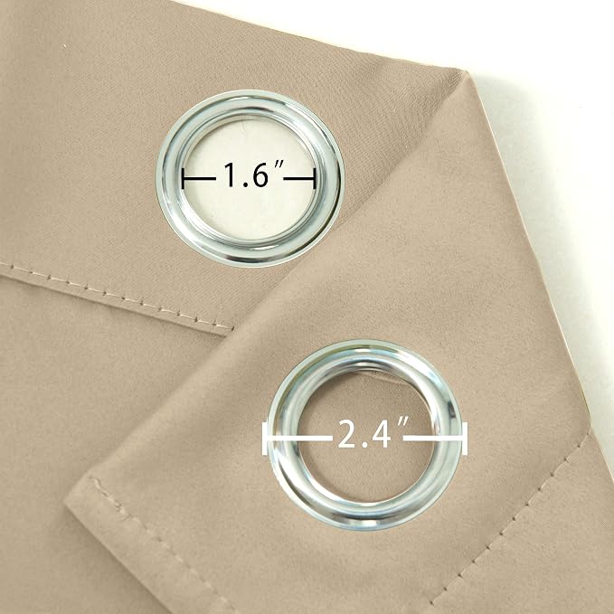 Blackout Curtains 52 x 45 inch/Beige Curtains Set of 2 Panels/Thermal Insulated - Image 6