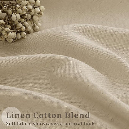 Pinch Pleat 72 x 96 Inch Linen Curtains Extra Wide Beige Semi Sheer | Neutral - Image 4