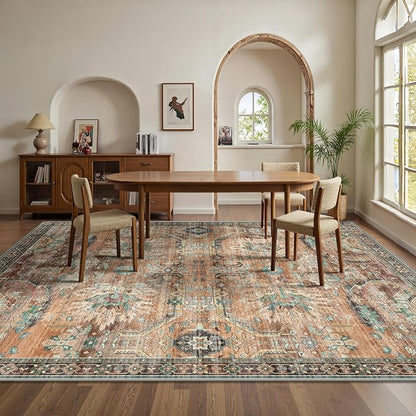 8x10 Area Rugs, Vintage Retro Soft Washable Rug, Non-Slip Low Pile Rugs - Image 4