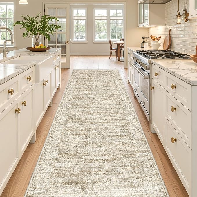 2'6 x 12' Runner Rug Non Slip, Washable Kitchen Rugs, Living Room, Long Rug by Restydon