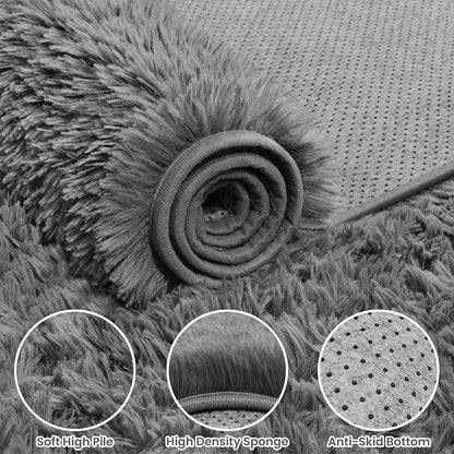 4x6 Fluffy Shag Area Rugs for Living Room Bedroom: Soft Carpet Light Gray | - Image 7