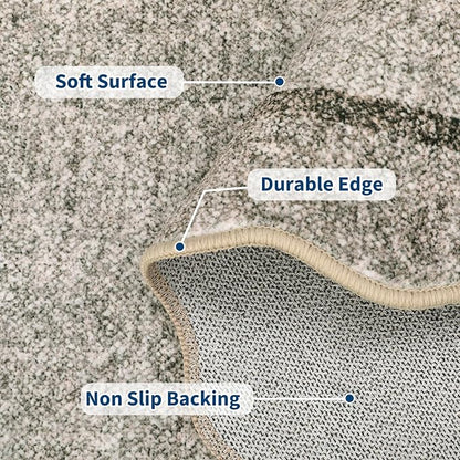 GarveeHome Scalloped Washable Area Rug 4x6 Small Entryway Rug Non Slip | Brown - Image 3