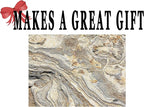 Rogue River Tactical Light Granite Stone Marble Gray Brown White Pattern Textured Marble Art Kitchen Glass Cutting Board Modern Decorative Gift Abstract Wavy Contrast Design