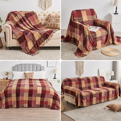 Boho Throw Blanket, Patchwork Large Blankets - Image 8