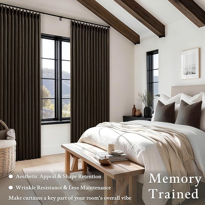 100% Blackout Linen 102 Inch Curtains 2 Panels - Image 2