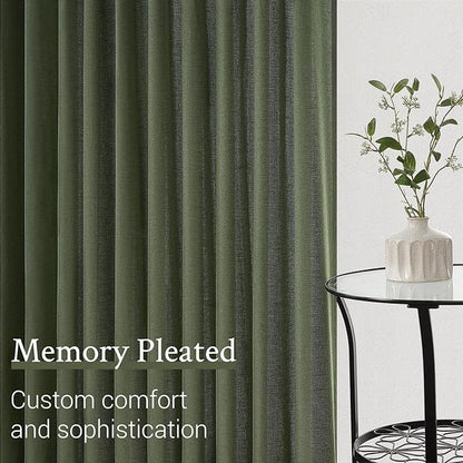 Topfinel Olive Green Linen Semi Sheer Curtains 96 Inches Long, Spring Boho - Image 5