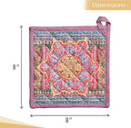 Maison d' Hermine Pot Holders Set 100% Cotton Heat Resistant Potholders 8" x 8" Hot Pads with Loop BBQ, Cooking, Baking, Grilling, Kitchen, Handling Hot Pans (Pack of 2, Ispahan)
