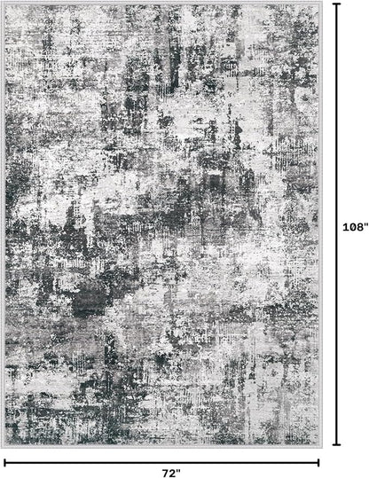 6x9 Area Rugs Washable Rug: Abstract Neutral Rugs Modern Non Slip Area Rug - Image 2