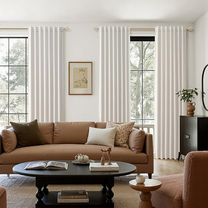 Light Beige 100% Blackout Curtains 84 Inch Long 2 Panels Set - Image 8