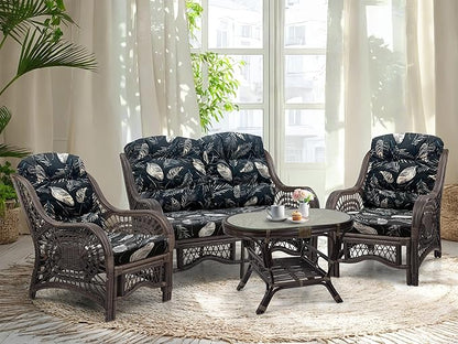 Malibu Lounge Loveseat Sofa Natural Rattan Wicker Handmade Design, Dark Brown - Image 4