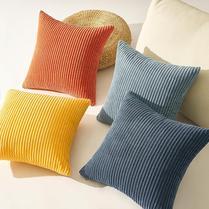 Topfinel Burnt Orange and Blue Couch Pillows Pack of 4 Decorative 16x16 Inch - Image 5