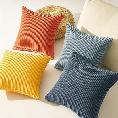 Topfinel Decorative Velvet Pillow Covers 18x18 New Blue and Orange Boho - Image 5