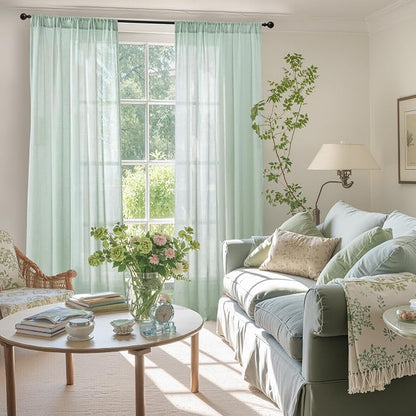BGment Light Green Curtains 84 Inches Long 2 Panels Set - Image 2