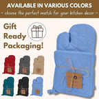 Native Fab Pot Holders and Oven Mitts Sets for Kitchen Heat Resistant - Hanging Non-Slip - 100% Cotton Kitchen Oven Mitts and Pot Holders 4-Piece Set - Blue