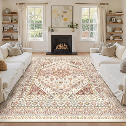 9x12 Area Rugs for Living Room, Large Washable Rug, Dining Room, Low Pile by Zesthome