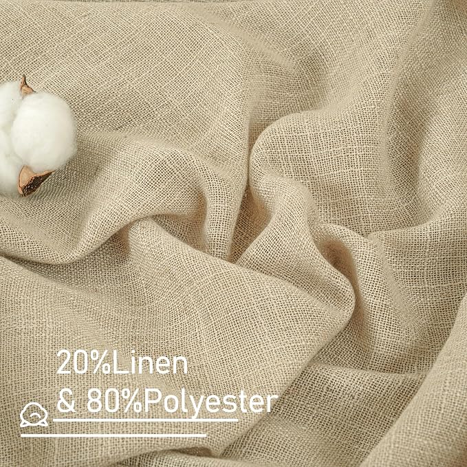 30 Inch Cafe Linen Curtains for Kitchen Window Over Silk 2 Panels | Semi Sheer - Image 2