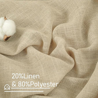 30 Inch Cafe Linen Curtains for Kitchen Window Over Silk 2 Panels | Semi Sheer - Image 2